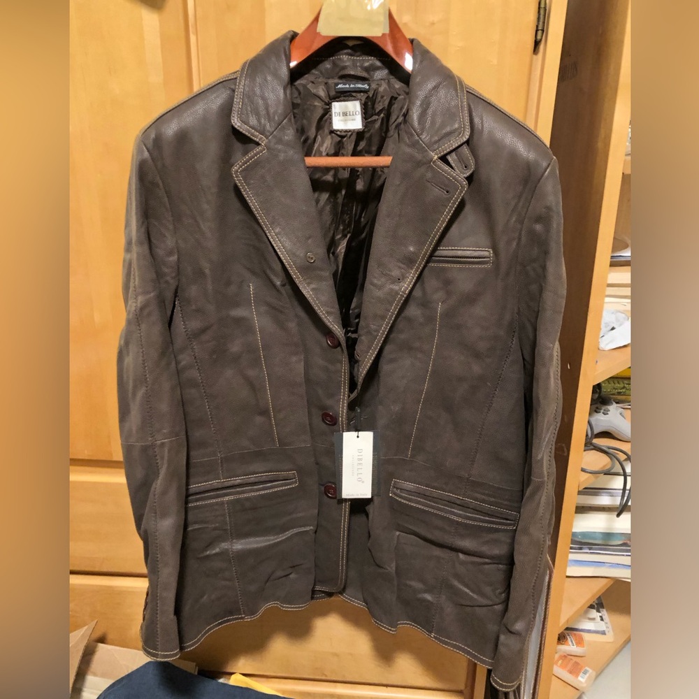 Di Bello Collezione Brown Lambskin Leather Jacket